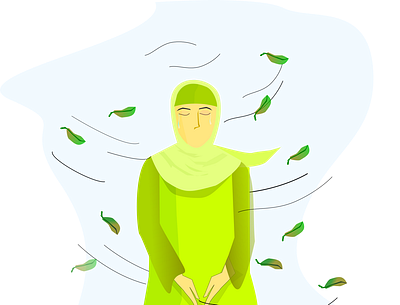 Confused art choose crying decision girl green illustration leaves thinking wind