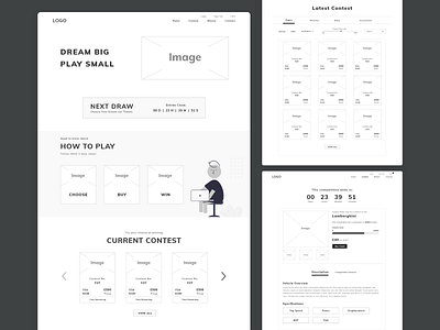 Lottery website wireframes high fidility typography ui ux web wireframes