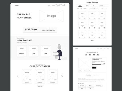 Lottery website wireframes