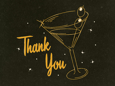 Thank You 60s cheers cocktail drinks illustration martini retro texture thank you vintage
