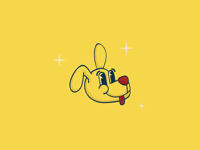 Doggo dog doggo doggy drool happy illo illustration puppy retro tongue vintage yellow