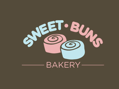 Sweet Buns bakery blue logo pink something sweet