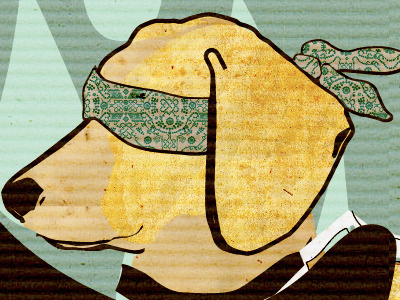 Blindfolded dog dog paper scanned textures vector