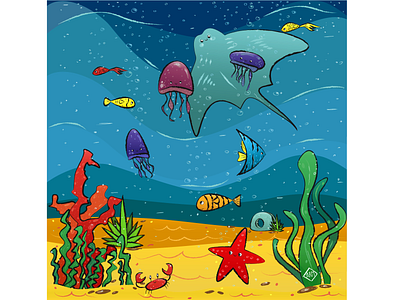 Underwater world design details illustration illustrator vector вектор векторная иллюстрация иллюстратор иллюстрация мир море океан рыбы цифровая живопись