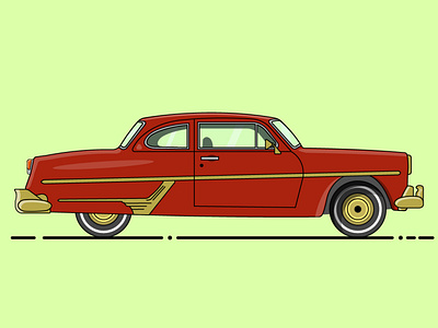 Classic car design flat illustration vector