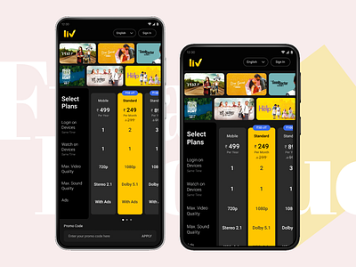 OTT Price Plans - Mobile Experience mobileux ui ux