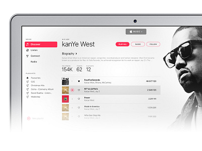 Apple Music Redesign: Artist page app apple desktop fullscreen itunes music os x player radio redesign