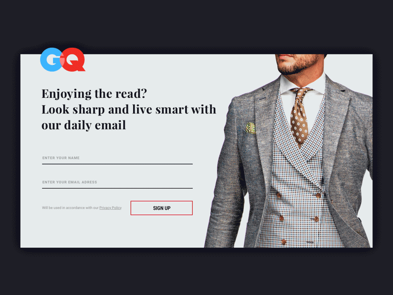 Daily UI #001 - Sign Up Animation 001 100 button daily dailyui dailyui001 fashion form lifestyle sign up ui