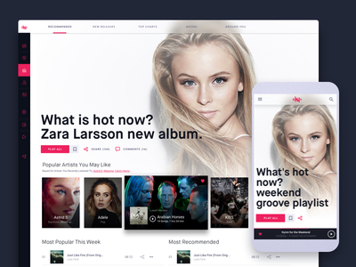 Naked Groove: Online Music Streaming Light Theme app charts mobile music player playlist product responsive social spotify streaming tidal