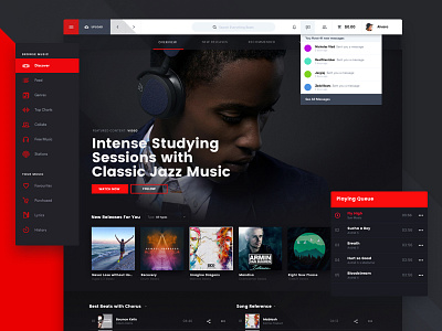 BS Online Music Marketplace Platform app charts marketplace mobile music player playlist product responsive social spotify tidal