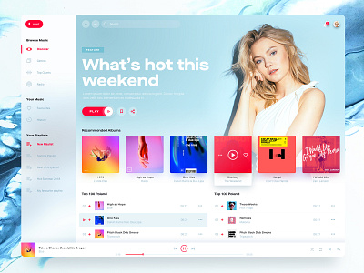 Holo Music UI Kit Official Light Theme app chart desktop music online player service spotify streaming typography ui