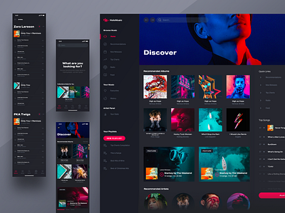 HM: Content Discovery Screens app chart design design system ios mobile music player responsive spotify streaming ui
