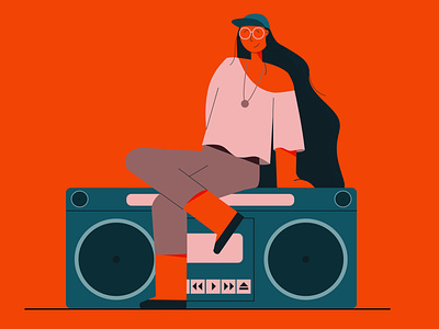 Ghettoblaster beat cool fashion ghettoblaster hipster illustration illustrator music musik sound woman