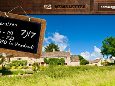 Newsletter blue chalkboard email grass green landscape newsletter sky website wood