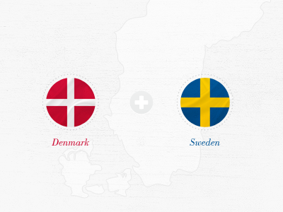 Denmark + Sweden circle country denmark flag flying map places plus sweden trip
