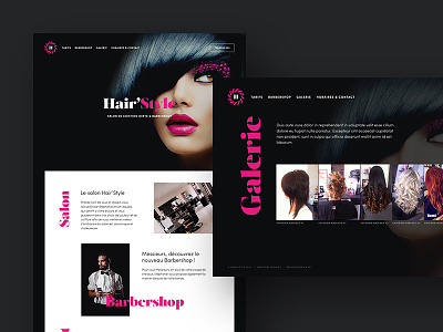 Hair'Style Website barbershop black branding dark hair pink webdesign website