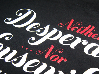 Despera apparel decorative font red tee type typography