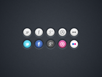 Social Icons freebie psd icons social twitter facebook dribbble flickr googleplus dark buttons ui