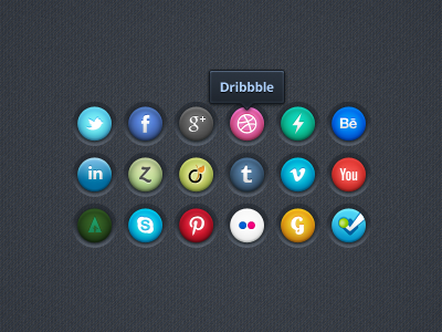 Social Icons V2 behance buttons foursquare freebie icons pinterest social tooltip ui viadeo zerply