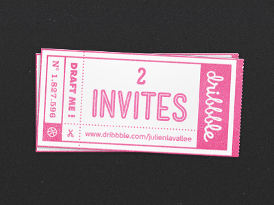 2 Dribbble Invites coupon draft dribbble invites pink ticket
