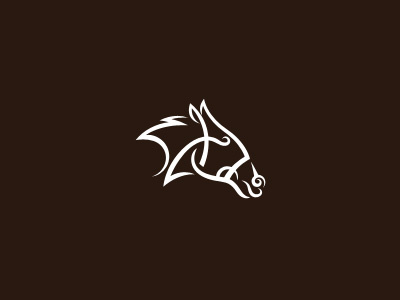 Horse brown curve head horse lines logo profile