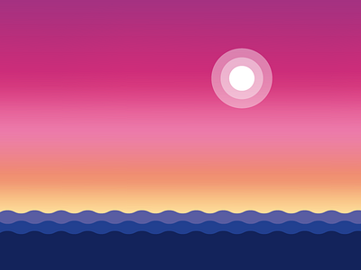 Full moon blue design estmont flat flatdesign gradient illustration moon oscar sea sunset