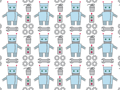 Robito Pattern blue design estmot flat oscar pattern robot society6