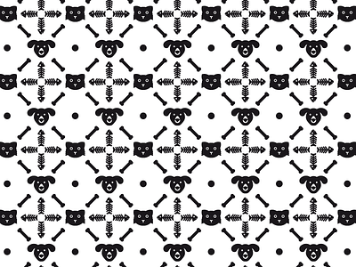 Dog & Cat pattern black cat design dog estmot lines oscar pattern white