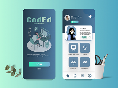 CodEd/Coding Education branding design education illustration iphone iphone x mobile mobile ui ui ux