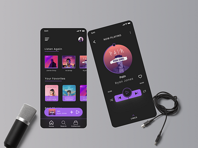 Music Player - UI design illustration iphone mobile music music player song ui vector