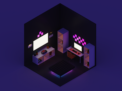 Voxel Gaming Room 3d art design games gaming isometric magica magicavoxel pixle room setup voxel voxelart voxels