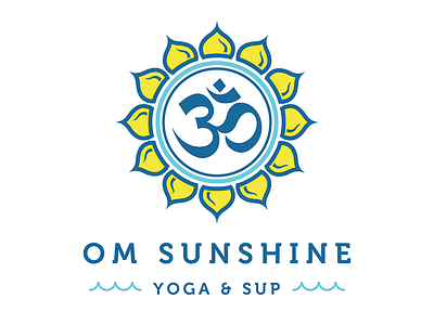 Om Sunshine Yoga & Sup Logo beach branding harmony logo ocean om peace relaxing sanskrit sunshine waves yoga