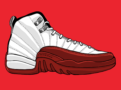 Jordan 12 Red White Ogs animation basketball draw drawing illustration jordan nba shoes sneaker