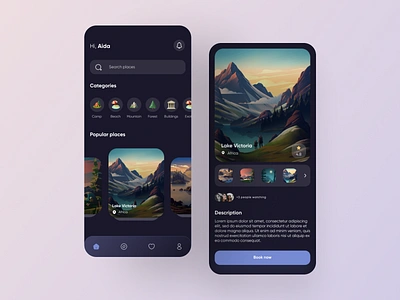 Travel App - UI Design adventure android app app design experience illustration inspiration ios minimal mobile app design new onboarding popular design travel travel app travel apps ui uiux uix ux