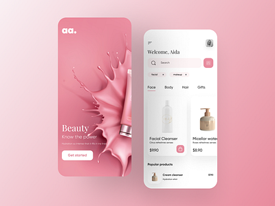 Beauty App - UI Design app beauty beauty app cosmetic app cosmetics illustration inspiration ios app makeup app minimal mobile app design new app new design new post popular design ui uiux uiux design