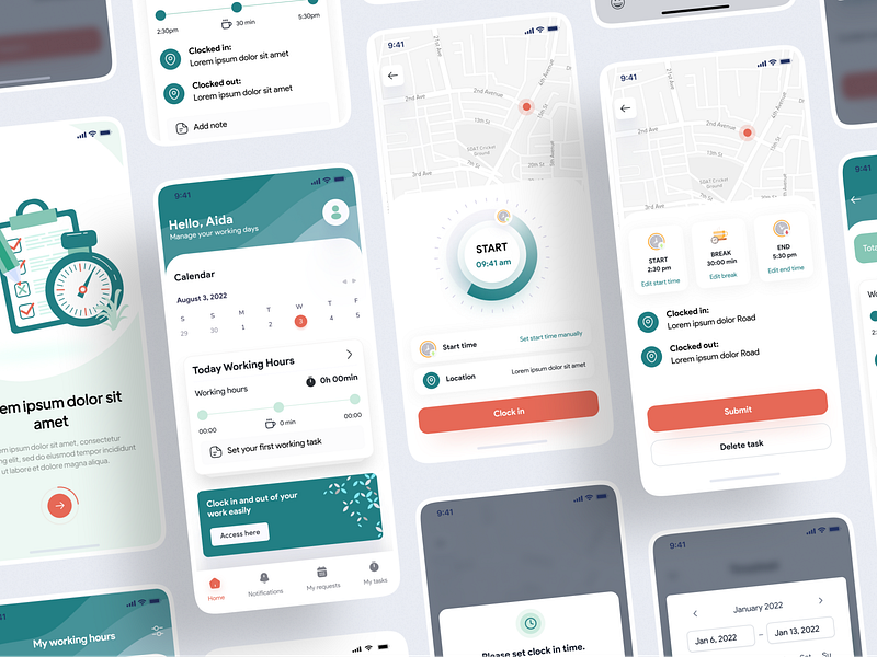 Employee Time Tracking - UI Design Kit by Aida Abazi on Dribbble