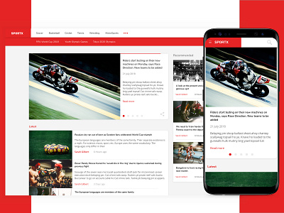 SportX - Sports News app blog homepage landing mobile page responsive sketch sport sport app ui ux vector web website