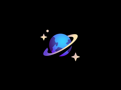 Cosmic Badge flat icon illustration minimal planet space stars vector