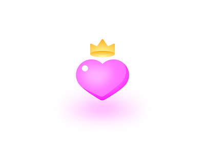 Heart crown cute heart icon love minimal queen vector