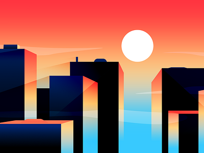 City Sunset city cityscape illustration minimal sunrise sunset vector