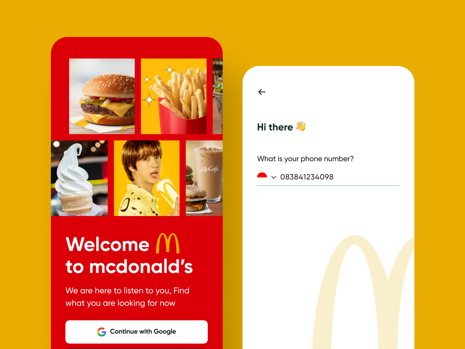 Mcdonald's app Login by Riddhi Gajjar on Dribbble