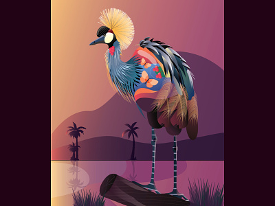 Crowned Crane adobe illustrator branding design icon illustration procreate procreate app ux vector website
