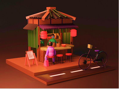 Japanese Ramen Shop 3dartists 3dillustrations 3disometry blender blender3d c4d