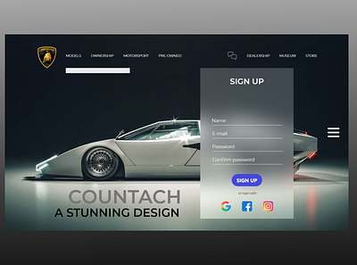 Daily ui-Day-001-sign up page lambhorgini signup page