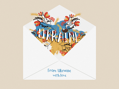 Letter from Ukraine branding card cover culture cute decor design envelope flowers home illustration letter national nest print sticker symbolics typography ukraine wheat