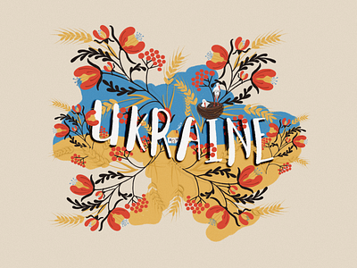 Ukraine is my home branding card country cover culture design flowers home illustration national nest print soil sticker stork superficies symbolics typography ukraine wheat
