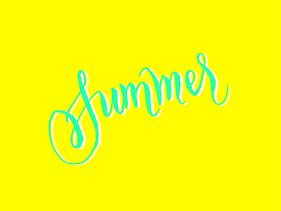 Summer is here! bright brush handletting lettering mint summer yellow