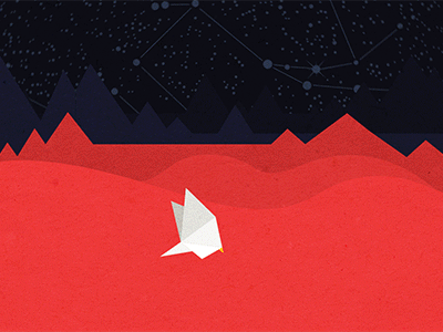 Birding around ae animation bird flat fly mountains night paper shape stars