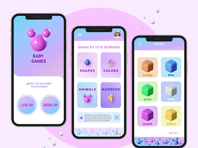 BABY GAMES APP app baby babygames branding design games icon logo ui ux