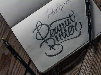 Peanut Butter Pencil buffet butter curves food freehand lettering logo mark peanut pencil stetch type